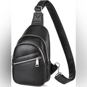 Inicat black crossbody sling bag vegan leather